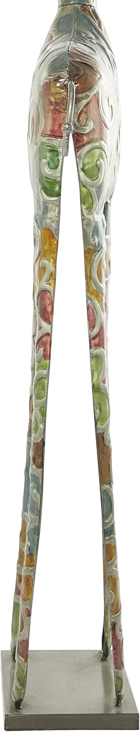 Deco 79 Metal Giraffe Decorative Sculpture Indoor Outdoor Tall Home Decor Statue with Detailed Embossed Scrollwork, Accent Figurine 17' x 7' x 73', Multi Colored