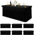Smiry Spandex Tablecloth 6 Pack, Elastic Fitted Stretch Tablecloth for 8FT Rectangle Tables, Waterproof Washable Table Cover Skirt for Wedding, Banquet & Parties (Black, 96Lx30Wx30H Inch)