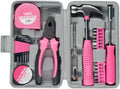 24 In 1 Multifunctional Home Repair Hand Tool Set Pliers Tape Measure Hammer Wrench Screwdriver Pink Hardware With Toolbox(24pcs pink)
