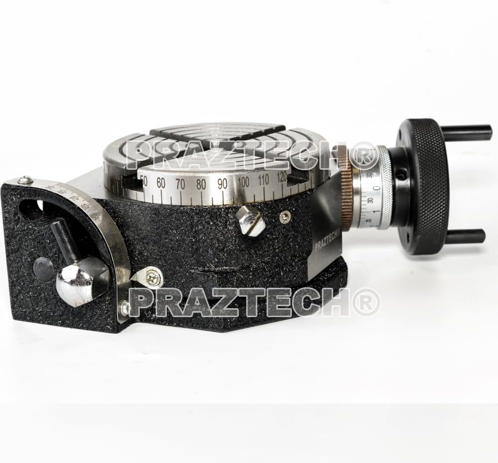 PRAZTECH® 4' (100mm) Precision Tilting Rotary Table for Milling Machines | 4 Slots | Tilts between 0-90 Degrees easy lock | Workshop Milling Accessories Tool DIY | Premium Finish