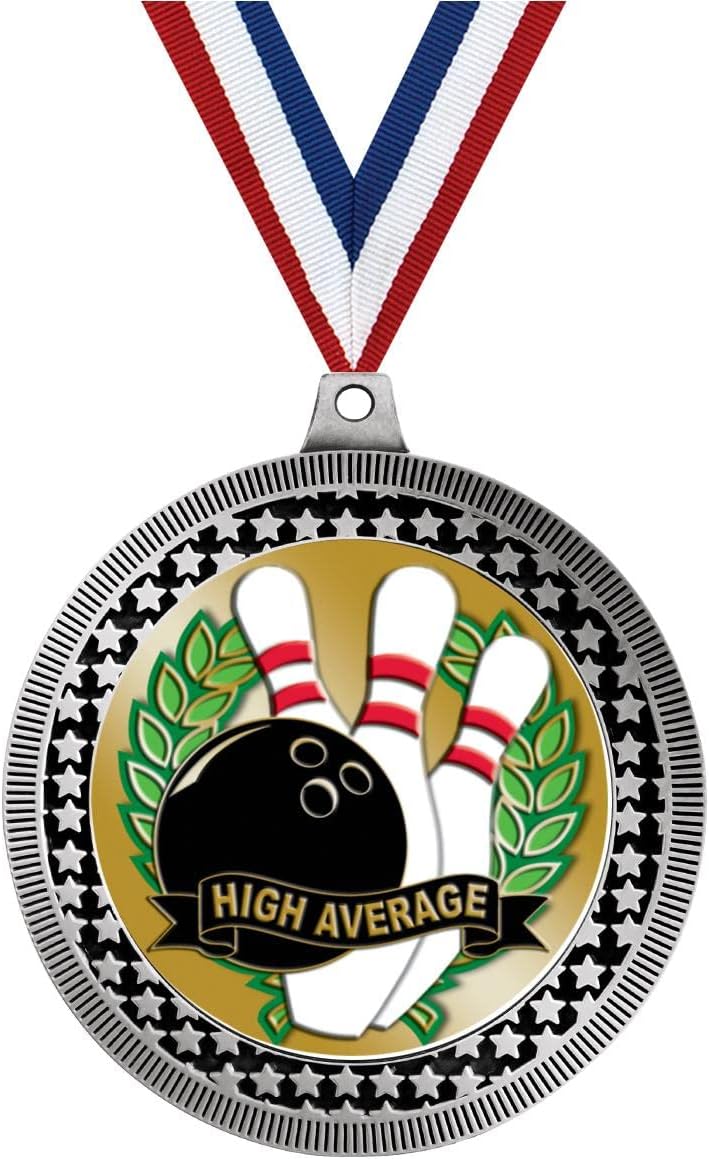 2.75' Bowling High Average Medal Award, Silver Vega Bowling High Average Team Trophy Award Includes Free Neck Ribbon Prime