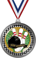 2.75' Bowling High Average Medal Award, Silver Vega Bowling High Average Team Trophy Award Includes Free Neck Ribbon Prime