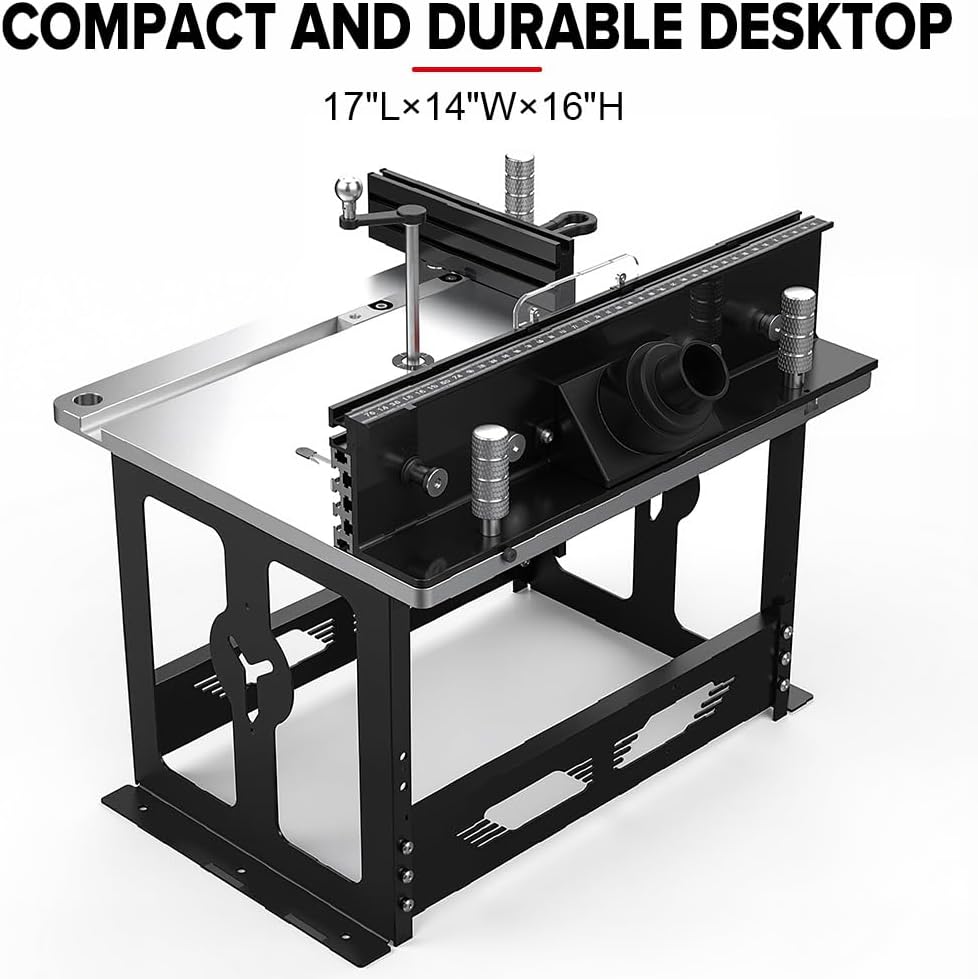 Bench Top Router Table, Full Size Portable Router Table, Workshop Table Router, Workbench Accessory (Black, Imperial)