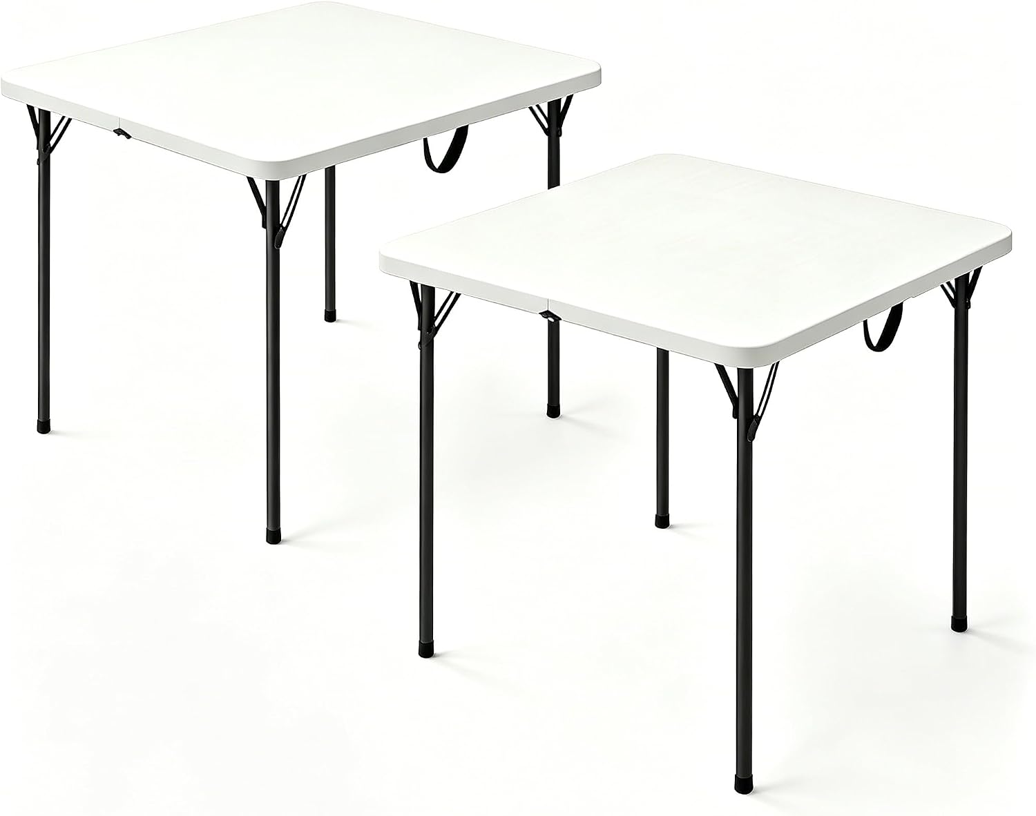 2 Pack Folding Table 3ft - Heavy Duty Plastic Table with Handle, Foldable & Portable, Fold-in-Half Utility Tables for Outdoor, Dining, Wedding, Events, Indoor, Picnic, Camping, Party (White)