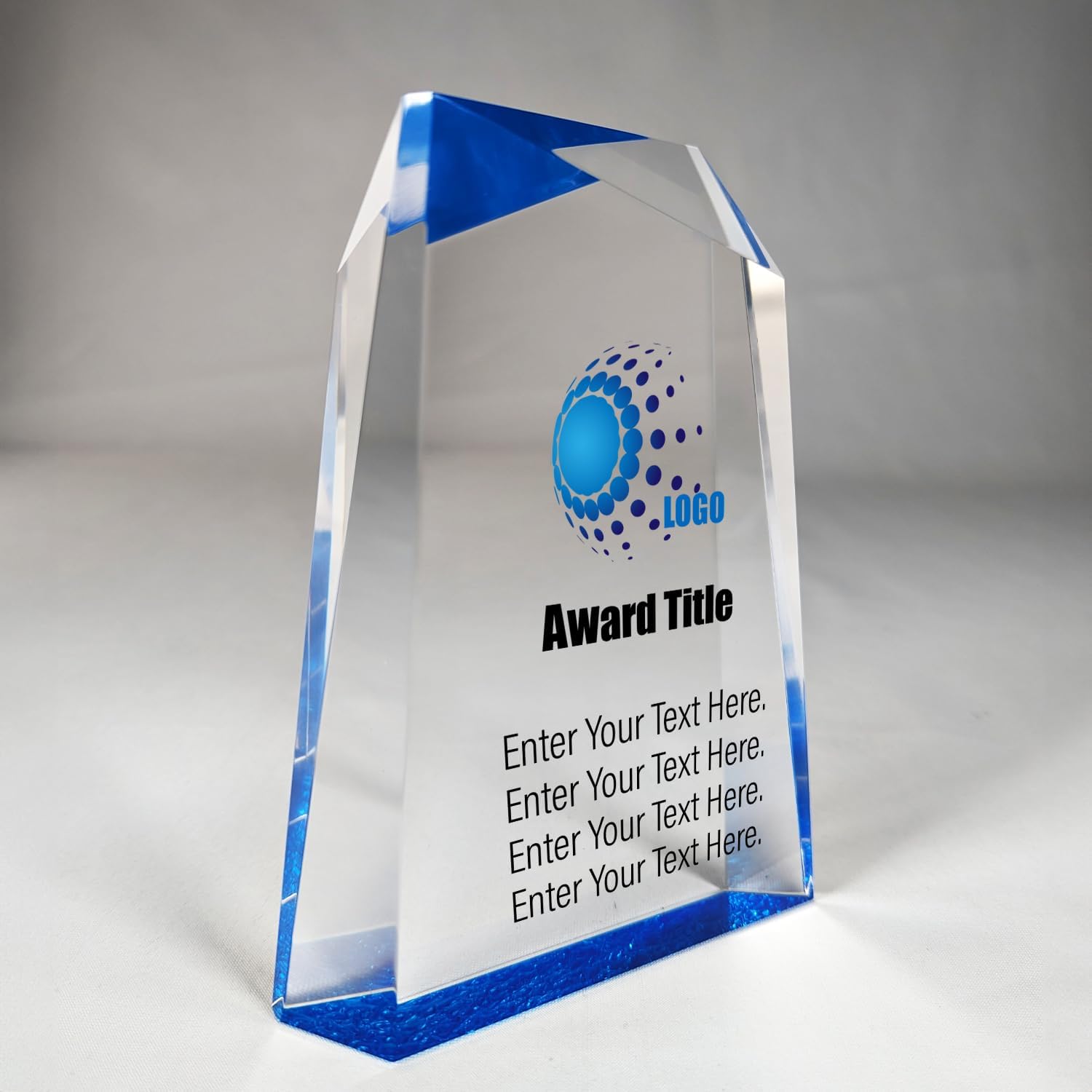 Custom Acrylic Award - Personalized Recognition Trophy for Employee of the Month, Thank You Plaque, Co-Worker Gifts, Employee Appreciation Cards, Work Gifts (Blue Facet Wedge)