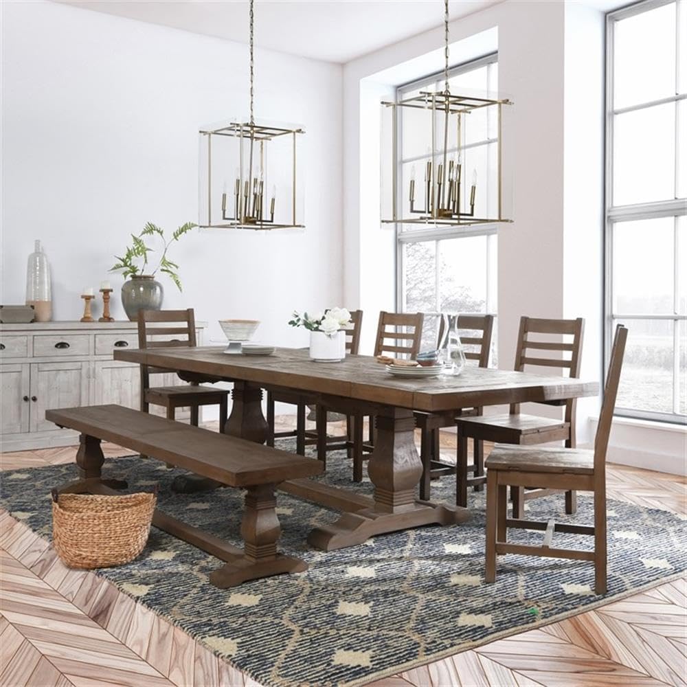 Kosas Home Quincy Reclaimed Pine Wood Extension Dining Table in Weathered Brown