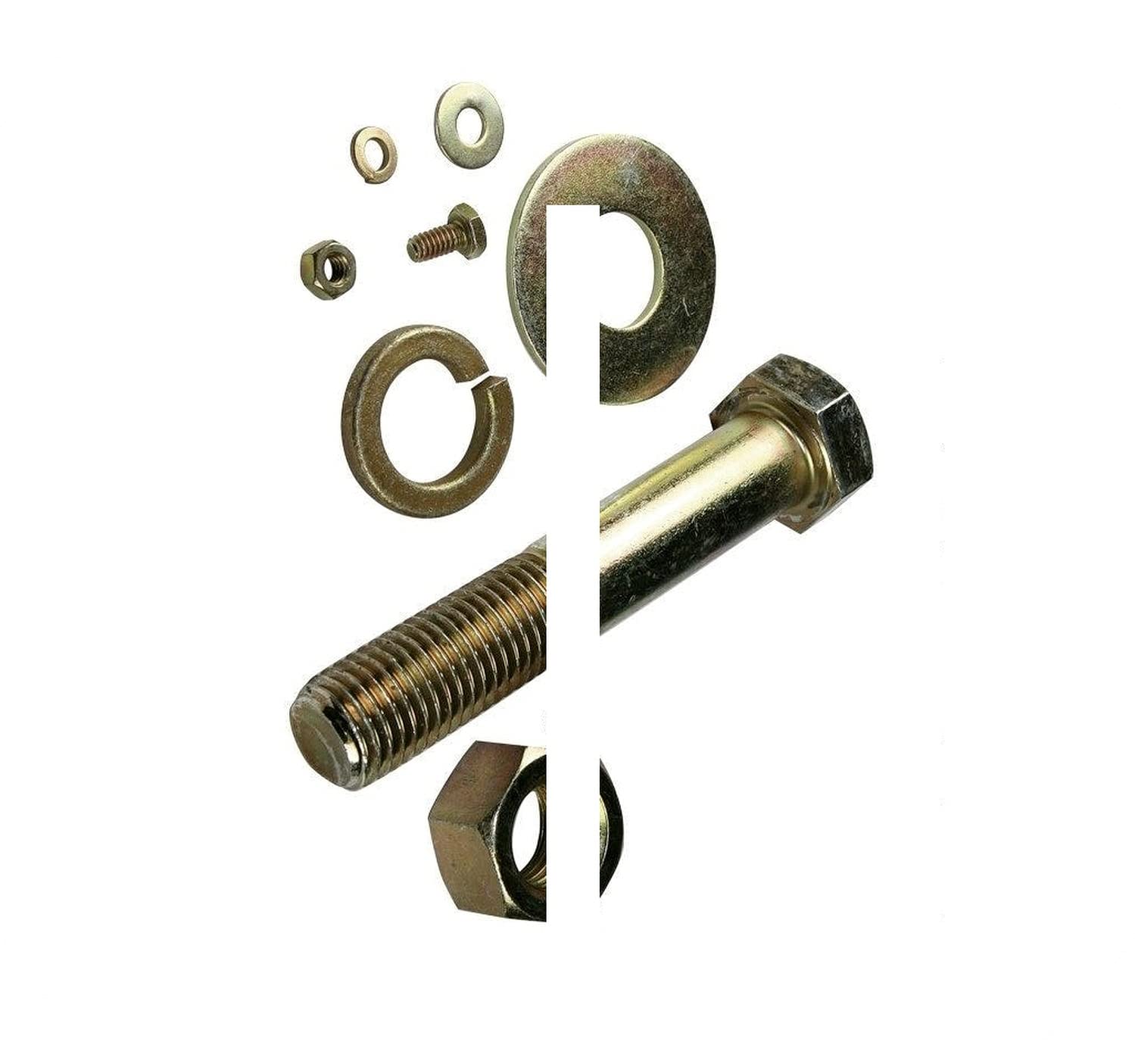 7/16-14x1, 1-1/2, 2, 2-1/2, 3' inch Grade 8 Bolts/Hex Head Cap Screws, Nuts, Washer Hardware Fastener Kit Set RV8443S