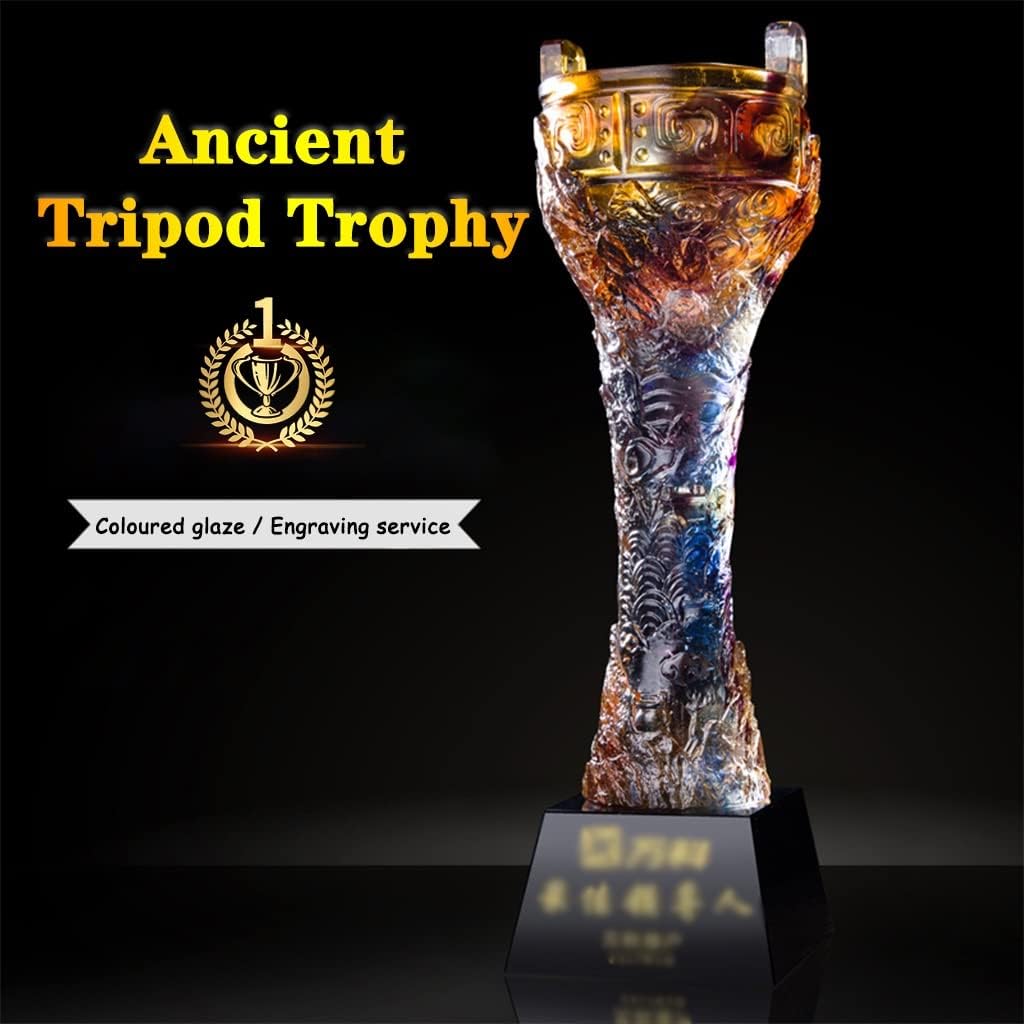 Award Trophies Chinese Tripod Creative Trophy, Ancient Coloured Glaze Trophies, Annual Meeting Custom Awards Cup, Awards Commemoration, Vintage Collectibles (Color : Multi-Colored, Size : 8 * 30cm)