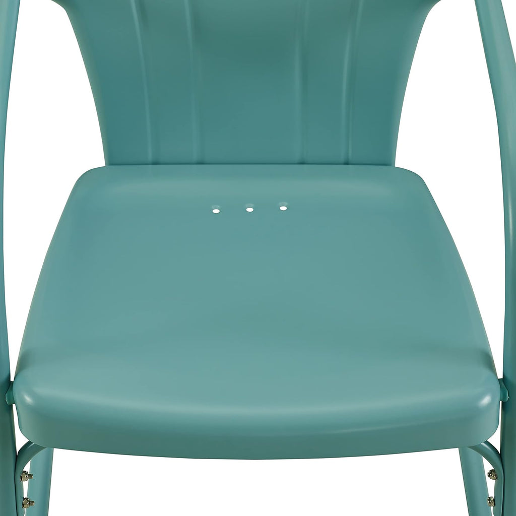 Crosley Furniture Tulip 5-Piece Outdoor Dining Set for 4, Retro Metal Round Patio Table and Chairs for Deck, Pastel Blue Satin
