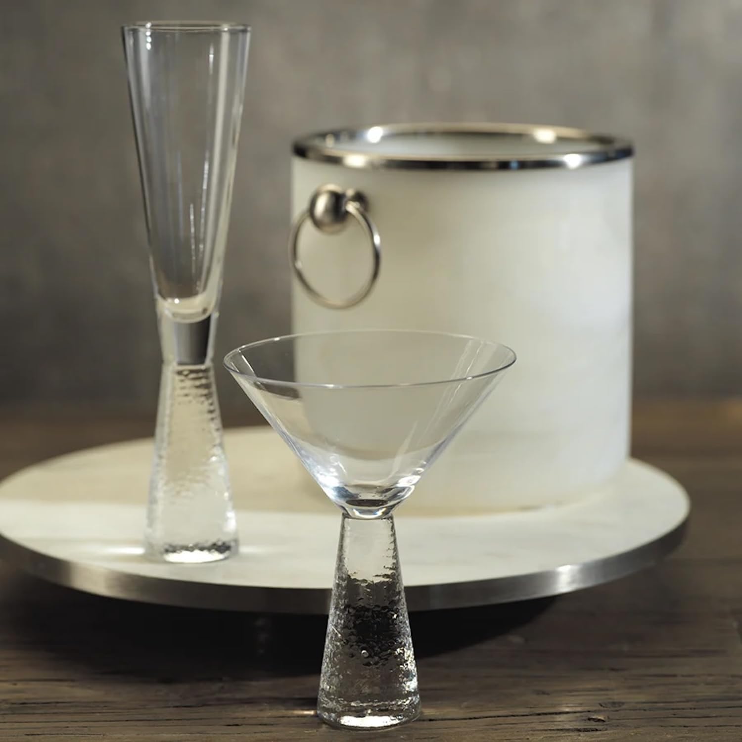 Zodax Livogno Martini Glass on Hammered Stem Set of 4
