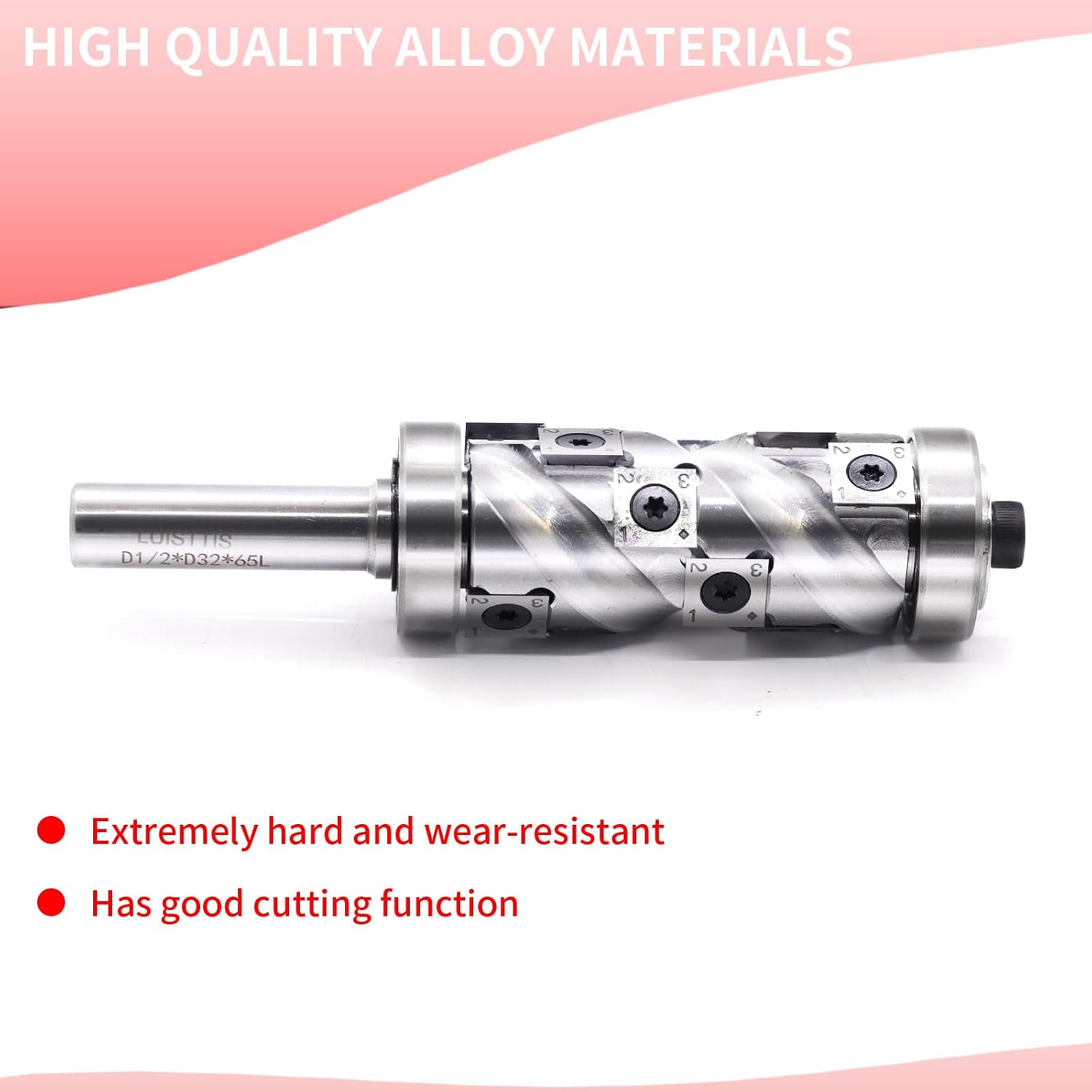 Heavy Duty Carbide Insert Flush Trim Router Bit Top and Bottom Double Bearings Trimmer with Coating Pattern Template Router Bits 1/2 Inch Shank 32MM Cutting Diameter for Woodwork Trimming