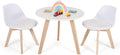Costzon Kids Table and Chair Set, 3 PCS Wood Activity Play Table w/Padded Seat & Wood Legs for Arts, Crafts, Reading, Preschool, Kindergarten, Playroom, Mid Century Modern Toddler Table and Chairs