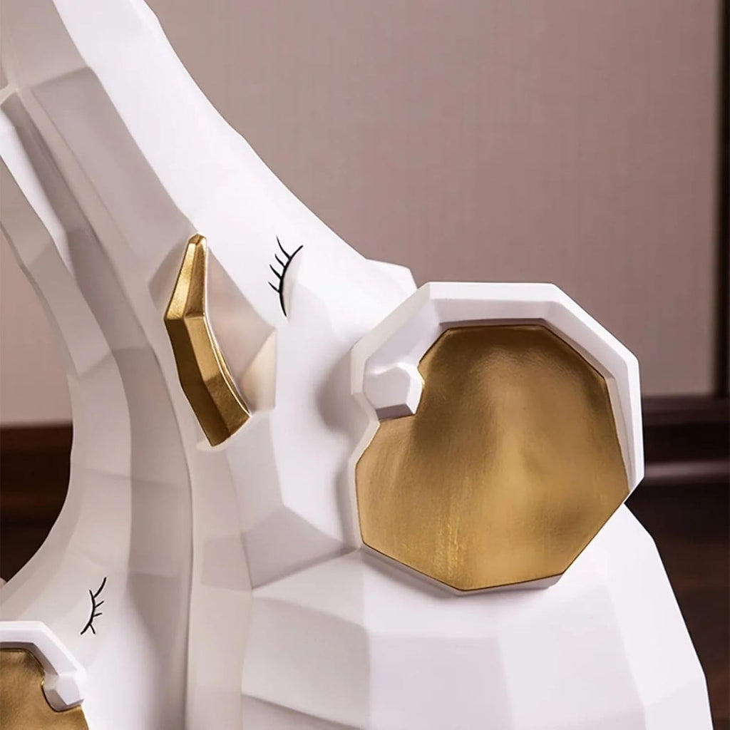 homary Modern End Table with Tray Top Decor Nightstand Elephant Shape Side Table White & Gold