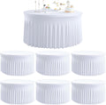 6pk Round Spandex Tablecloths for 72inch Table, Wrinkle Free Stretchy 132inch Fitted 6FT Round Table Cloths Cover Skirt for Wedding Birthday Party Bridal Shower Banquet Events