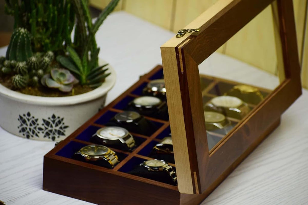 Royal Craft Expertise Wooden Watch boxes,Wooden Watch Box Case Organizer for Men, Watch Display Case，All Solid Wood12 Slots, Watch Box For 12 Watches, Key Model, Original Indian Long Lasting Wood