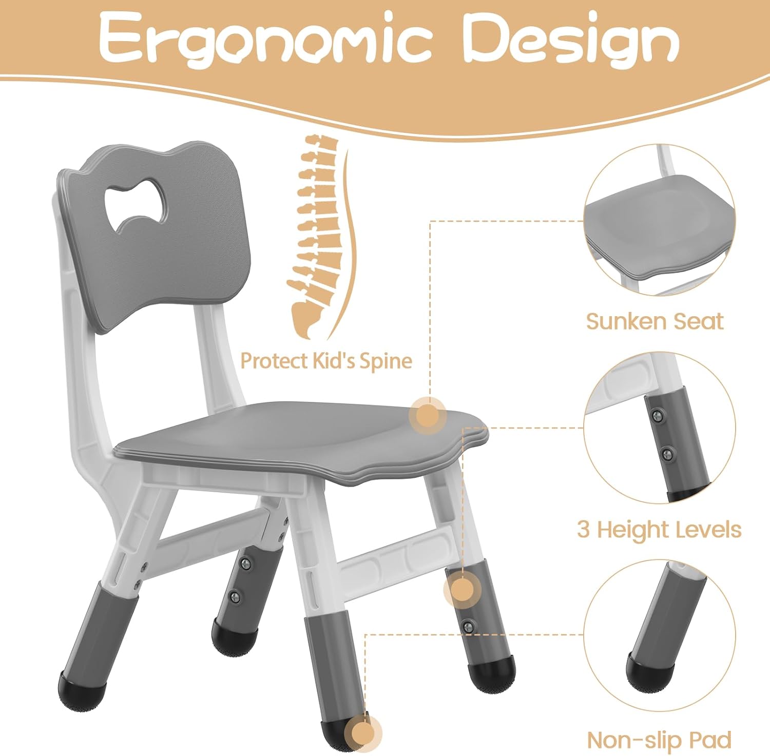 Kids Table and Chair Set, Height Adjustable Toddler Table and 4 Chairs Set for Ages 2-10, Graffiti Desktop, Non-Slip Legs, Arts & Crafts Table, Children Activity Table for Daycare Classroom Home