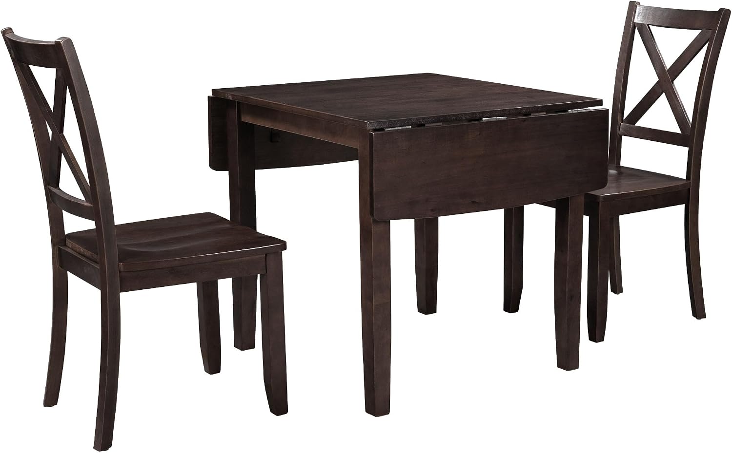LUMISOL 3-Piece Drop Leaf Dining Table Set for 2, 3-Piece Extendable Bar Table Set with 2 Chairs for Small Spaces, Easy Assembly Home Furniture, Espresso