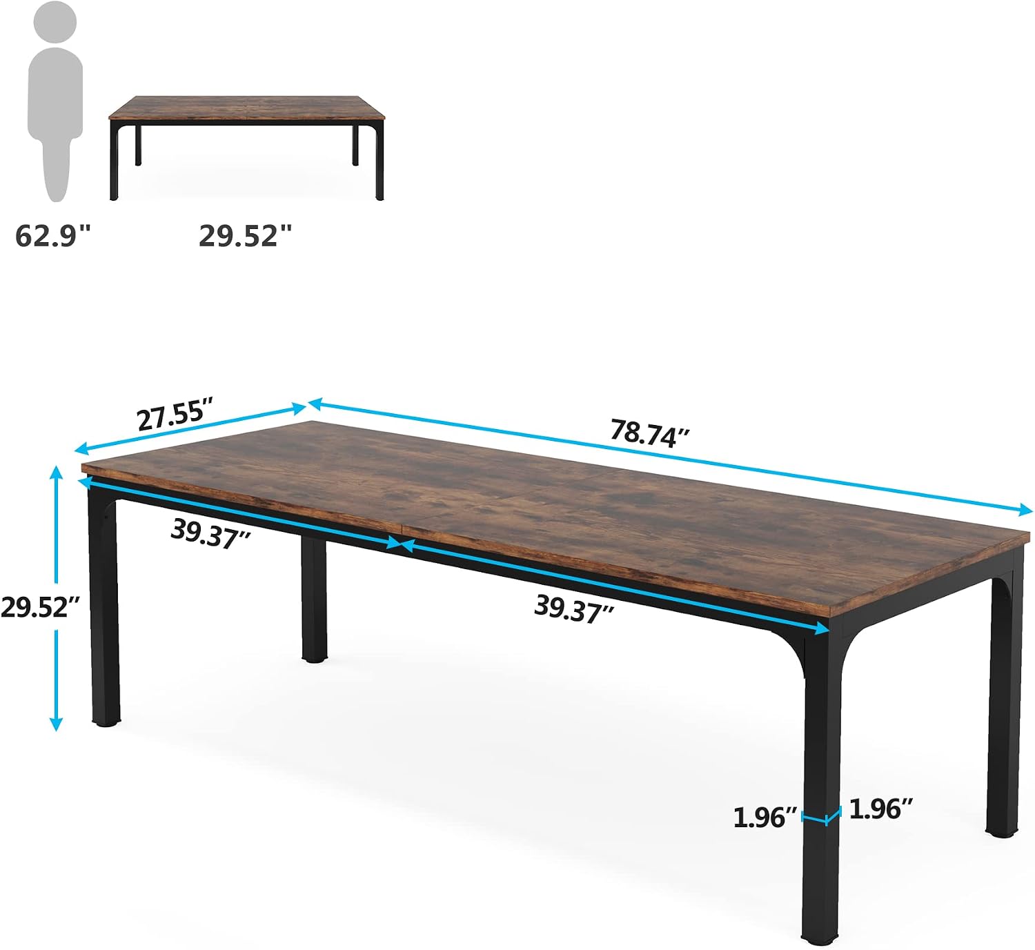 Tribesigns 6.5FT Conference Table, 78.7-Inch Rectangle Meeting Seminar Table, Large Business Tables for 6-8 People (Only Table)