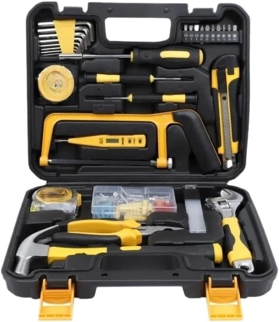 Expansion Screw Tool Box, Multi - Function Hand Tool Set With Screwdriver, Plier, Hammer - Woodworking & Electric Tool Case(YELLOW65 22pcs)