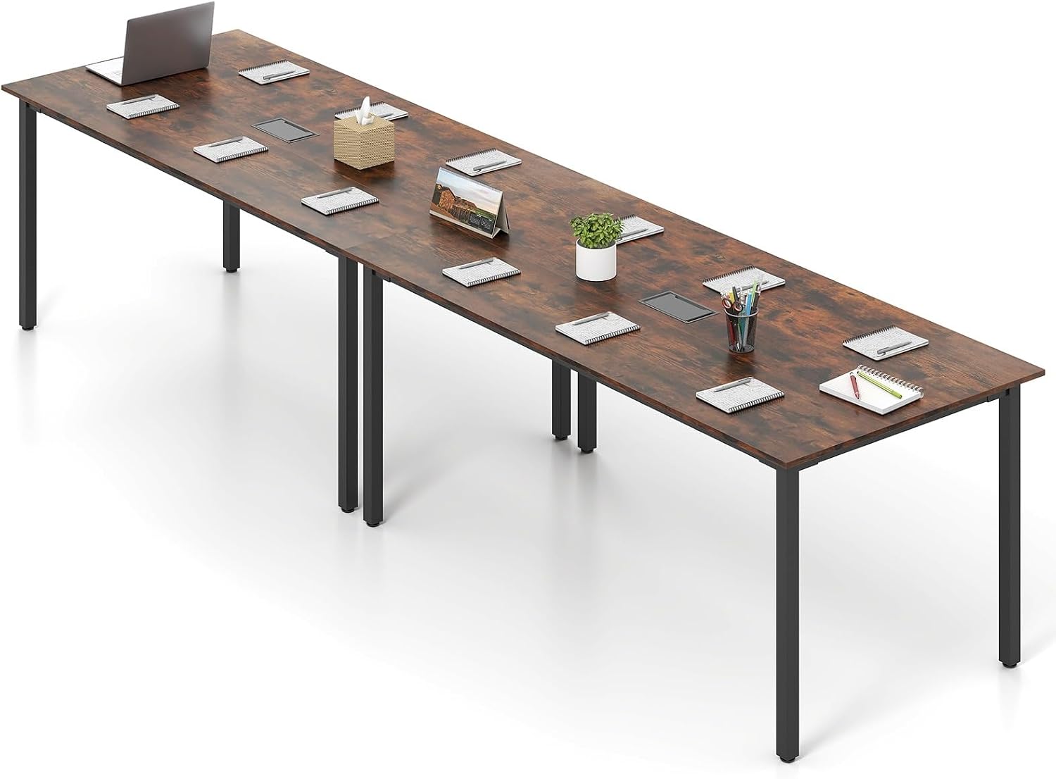 LDAILY 6ft Conference Table, 71'x35.5' Large Meeting Table with Sturdy Metal Legs & Cable Grommet, 8-10 People Conference Room Table for Training Space, Boardrooms, Collaborative Zones (2)
