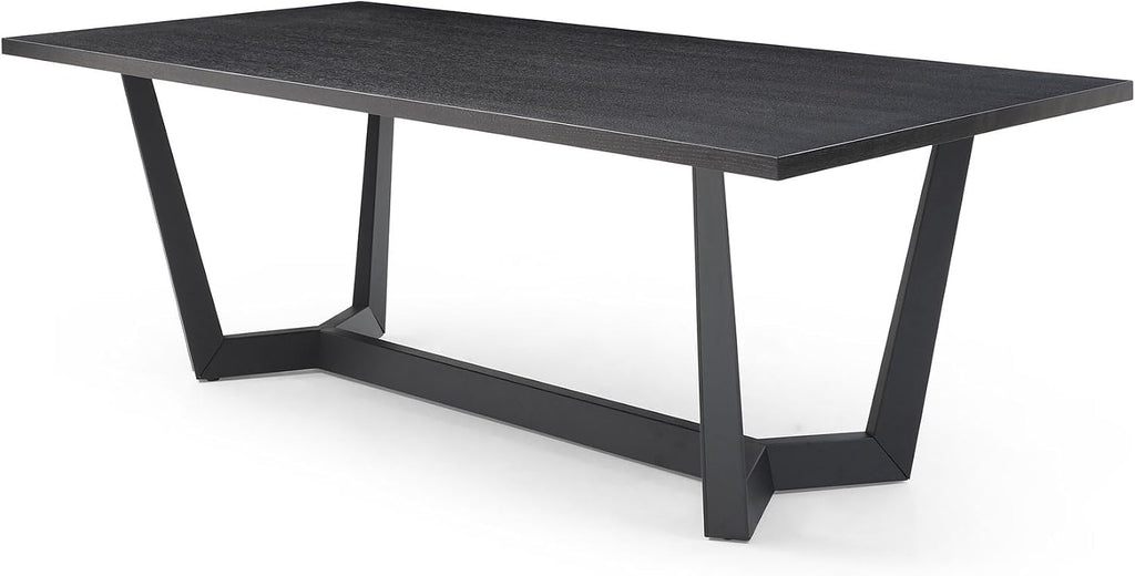 70.86'' Rectangular Wood Dining Table for 6-8, Modern Mid-Century Contemporary Dining Table for Living Room Kitchen, Dining Kitchen Table with Metal Leg Base, Easy Assembly, Black