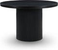 Meridian Furniture 728Black-T Belinda Collection Mid-Century Modern Dining Table, Solid Wood Base, Black Finish Oak Wood Veneer MDF Top, Round Top, Fluted Base, 48' W x 48' D x 31' H, Black