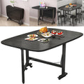 Multifunction Table Drop Leaf Dining Table - 47' Wooden Foldable Kitchen Table with 6 Wheels (Black)