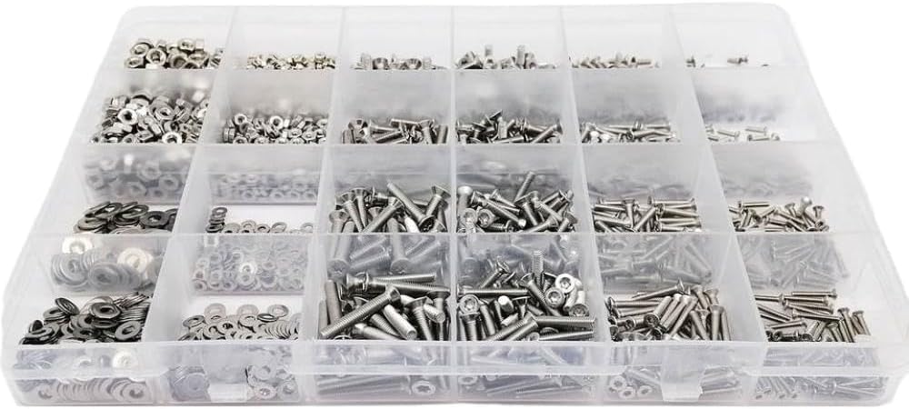 304 Stainless Steel Torx Flat Countersunk Head Screw Bolt Nut Washer Assortment 400 650 2100X M1 6 M2 M2 5 M3 M4 M5 Compatible with Standard Sets(Set D 2100pcs)