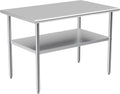 Stainless Steel Table for Prep & Work, 30x48 Inches, Metal Commercial Heavy Duty Table with Adjustable Under Shelf for Restaurant, Home and Hotel