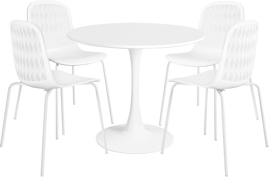 Mid Century Modern Round Dining Table Set for 4 with Chairs in Dining Room, Small Kitchen, Office, Cafe, Restaurants