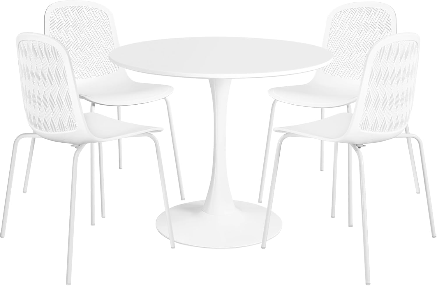 Mid Century Modern Round Dining Table Set for 4 with Chairs in Dining Room, Small Kitchen, Office, Cafe, Restaurants