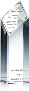 Personalized Crystal Diamond Length of Service Award Plaque for Man or Woman, Customized with Employee & Company Name, Years of Service, Unique Corporate Service Recognition Award Trophy (L - 9')