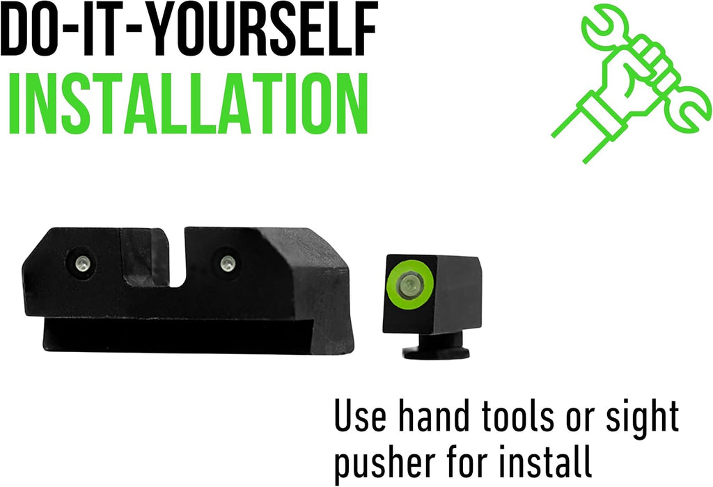 XS SIGHTS R3D Tritium Night Sight Green in Suppressor Height for Glock 42, 43, 43x, & 48 Gen 1-5, Front and Rear Glow in The Dark Tritium for Tactical Applications