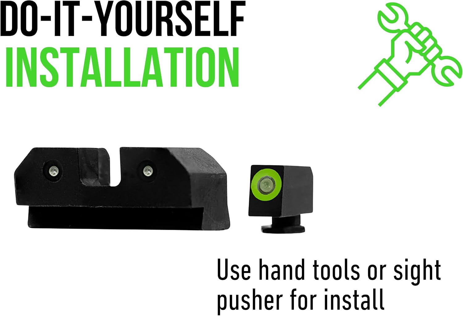 XS SIGHTS R3D Tritium Night Sight Green in Suppressor Height for Glock 42, 43, 43x, & 48 Gen 1-5, Front and Rear Glow in The Dark Tritium for Tactical Applications