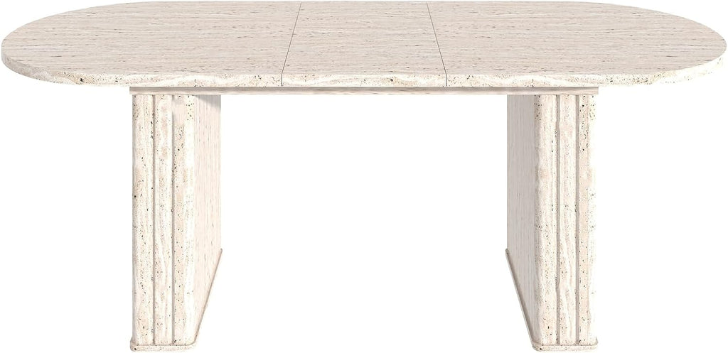 78.74'' Extendable Oval Dining Table with for 4-8, Modern Mid-Century Wood Expandable Kitchen Dinner Conference Table for Living Room Office, Beige