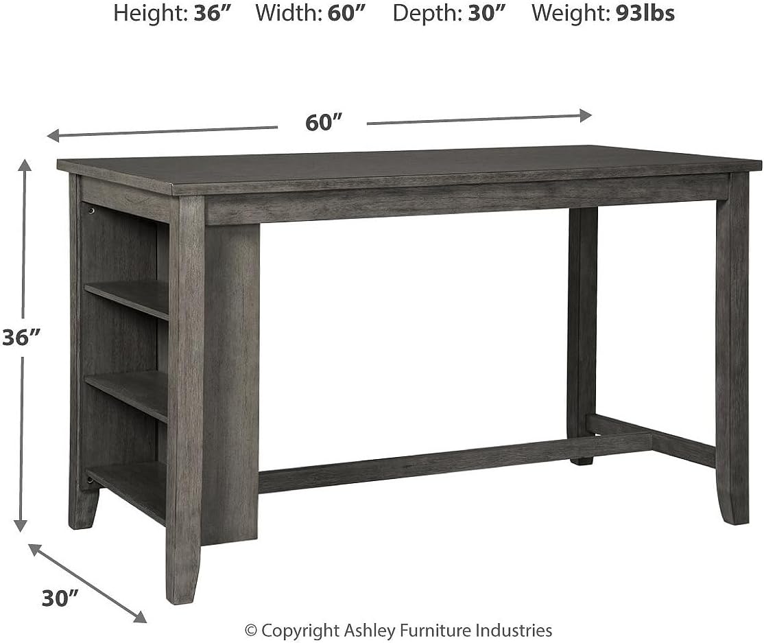 Signature Design by Ashley Caitbrook Dining Table, Counter Height Table With Shelves, Wood Construction In Antiqued Gray Wash, Space‑Saving For Small Rooms And Kitchens