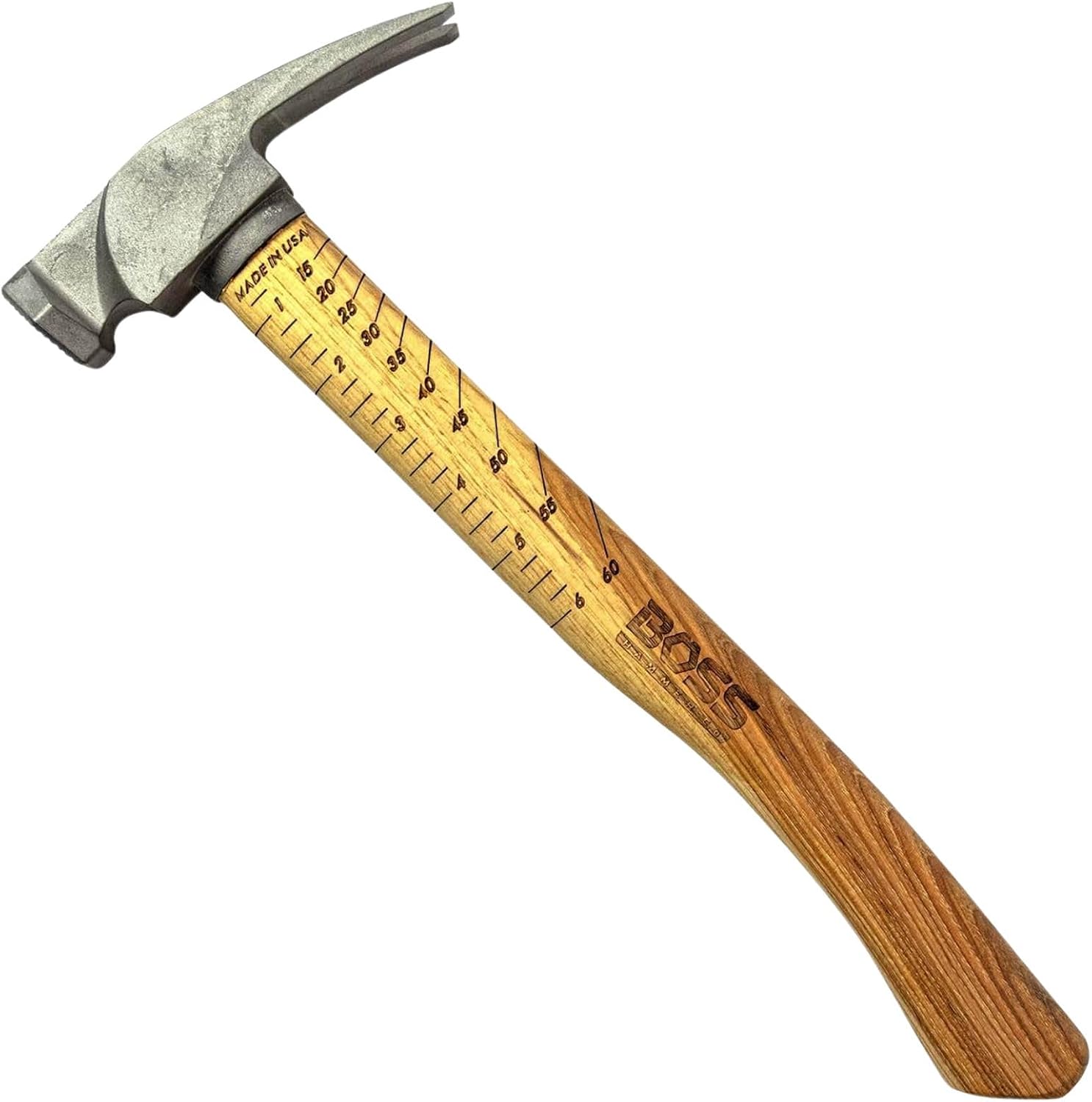 Boss Hammer 14 oz. Ti64 Construction Grade Titanium Hammer - Tennessee Hickory Handle - Framing Square, Rip Claw Design, Magnetic Nail Starter, Milled Face - Made in the USA - BH14TIHI18M
