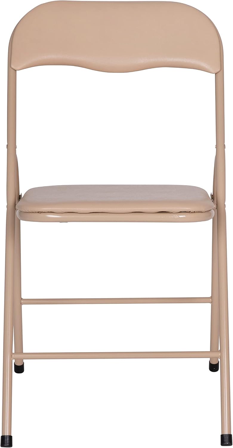 EMMA + OLIVER 5-Piece Multipurpose Folding Card Table and Chairs Set for 4 Players, Padded Top Portable Square Folding Table and Chairs Set, Tan