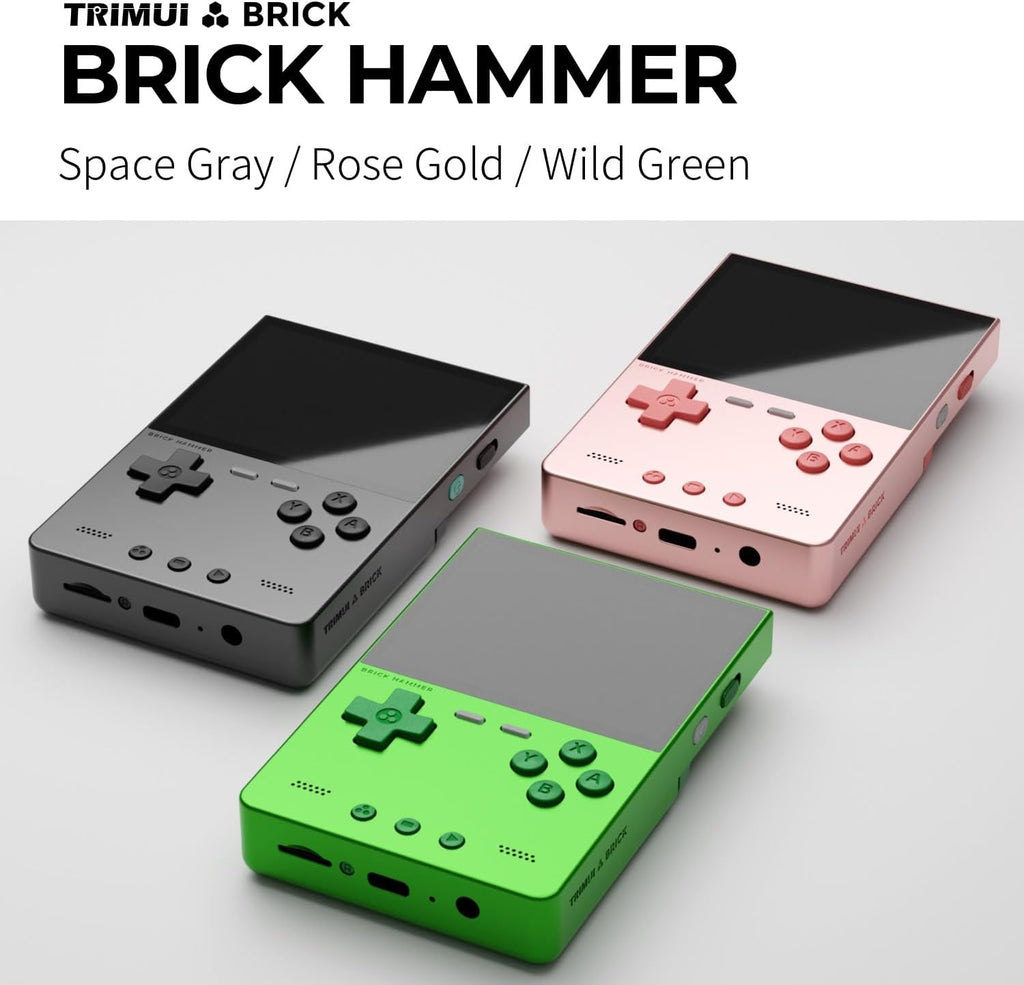 Trimui Brick Hammer Metal Body Handheld Game Console Retro Gaming Handheld 3000mah Battery Allwinner A133p 3.2' IPS RGB Lighting Vibration Green-64G