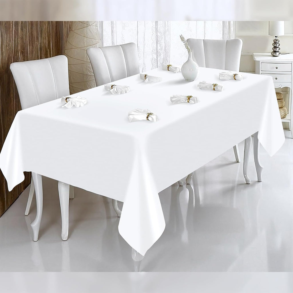 12 Pack White Tablecloths for Rectangle Tables Stain and Wrinkle Resistant Washable Polyester Tablecloth 90 x 132 Inch White Table Cloth Rectangle Table 6 Foot Rectangle Table Cloth for Wedding Party
