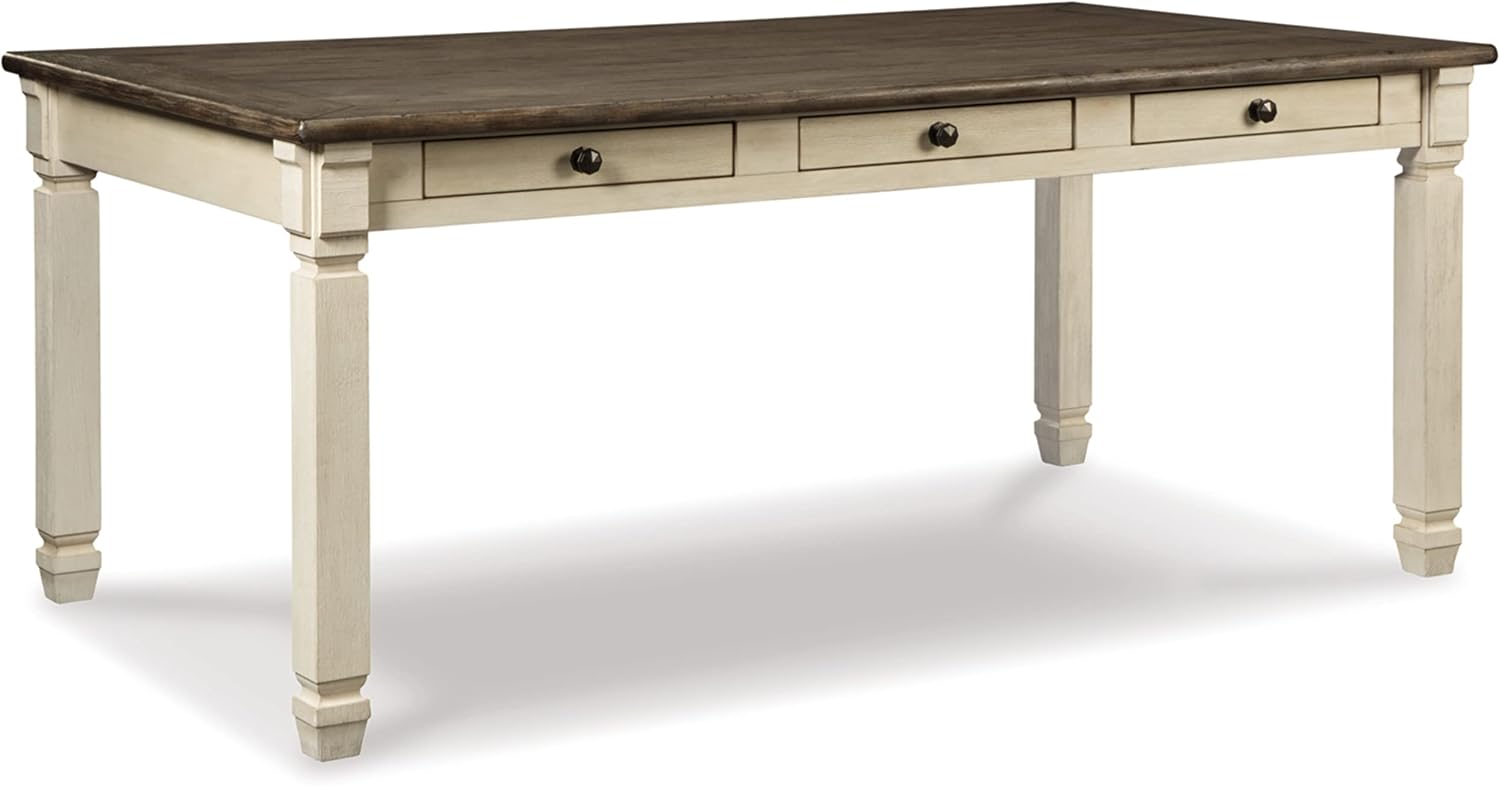 Signature Design by Ashley Bolanburg Dining Table, 2-Tone Farmhouse Style With 6 Built-In Storage Drawers, Wood & Engineered Wood Construction, Seats Up To 6, White/Brown