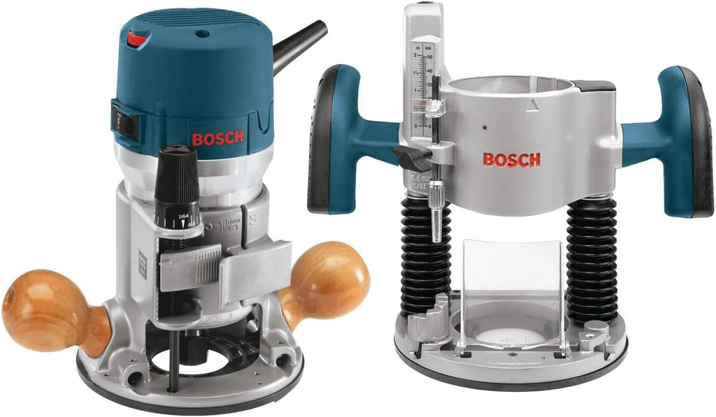 Bosch 1617EVSPK 12 Amp 2-1/4-Horsepower Plunge and Fixed Base Variable Speed Router with RA1054 Deluxe Router Edge Guide With Dust Extraction Hood & Vacuum Hose Adapter