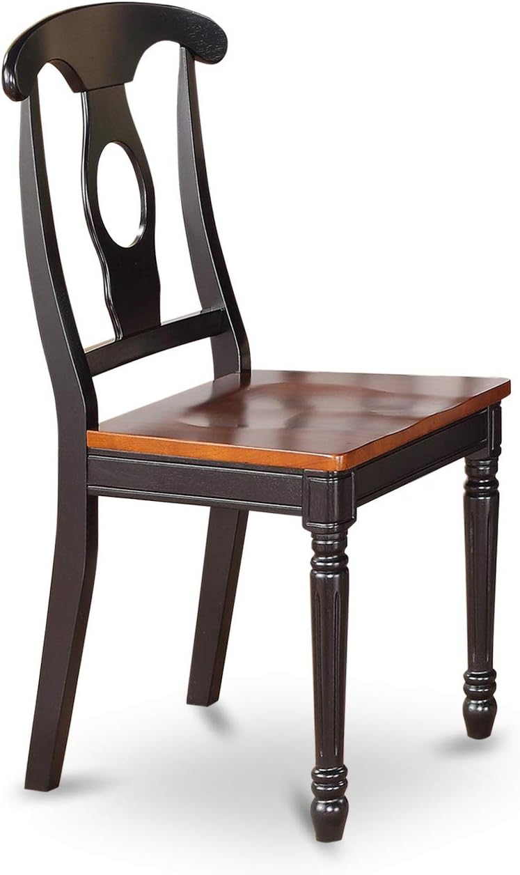 East West Furniture HLKE5-BCH-W 5 Piece Dining Room Table Set Includes a Round Kitchen Table with Pedestal and 4 Dining Chairs, 42x42 Inch, Black & Cherry