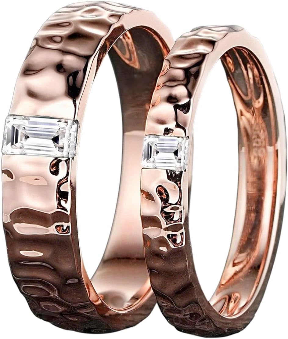 SISGEM Moissanite Couple Rings Set, 10K 14K 18K Solid Gold Moissanite Wedding Rings for Him And Her, Vintage Leaf/Branch Wedding Bands Matching Couple Rings Anniversary Jewelry Gift for Women And Men