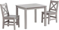 eHemco Solid Hard Wood Kids Table and Chair Set (2 Chairs Included), Cozy Grey, 3 Piece Set