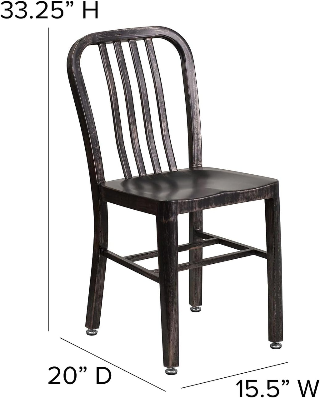 Flash Furniture Gael Commercial Grade 2 Pack Black-Antique Gold Metal Indoor-Outdoor Chair