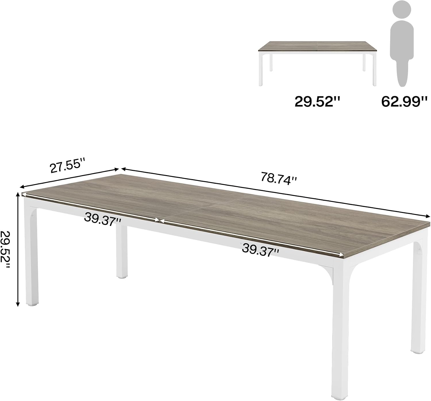 Tribesigns 6.5FT Conference Table, 78.7-Inch Rectangle Meeting Seminar Table, Large Business Tables for 6-8 People (Only Table)