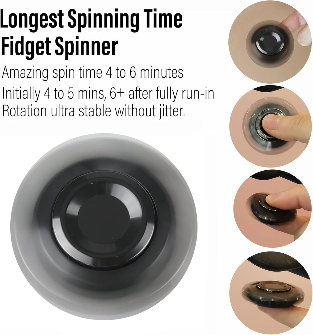 FREELOVE Premium Metal Fidget Spinner for Adults, Stainless Steel Heavy Silent Spinner with Precision Bearing, Small Office Desk Toy & EDC for Stress Relief Focus ADHD, Mini Zirconium Alloy Black