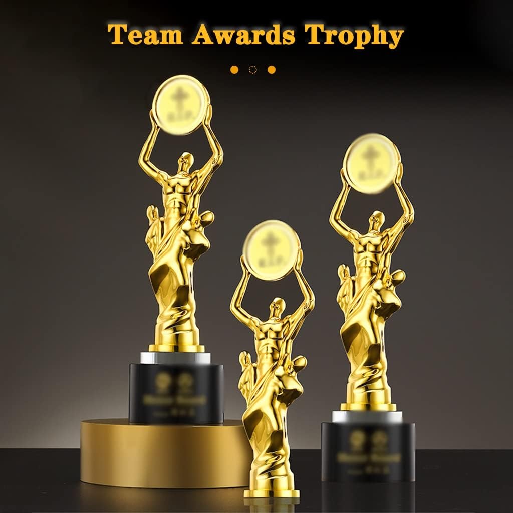 Award Trophies Award Cup Trophy Teamwork Honor Trophy with Gift Box, Golden Creative Living Room Ornaments, Metal Material Winner Trophy for Sports (Color : Gold Black, Size : 30 * 8cm)
