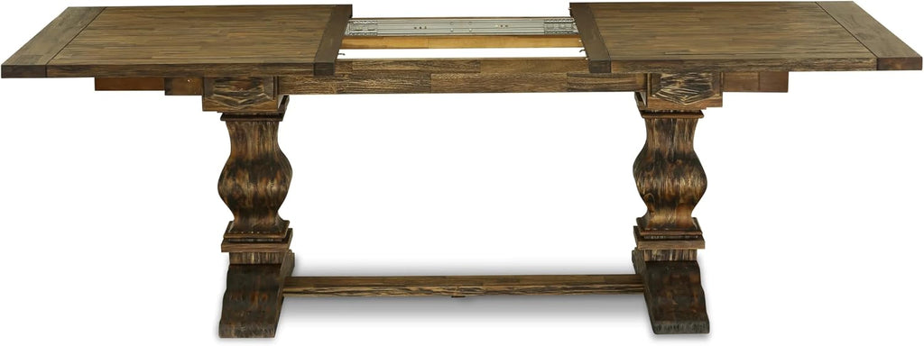 East West Furniture LAAS9-07-T25 9 Piece Table Set Consists A Wood Dining Table and 8 Black Textured Polyester Fabric Parson Dining Chairs, Distressed Jacobean